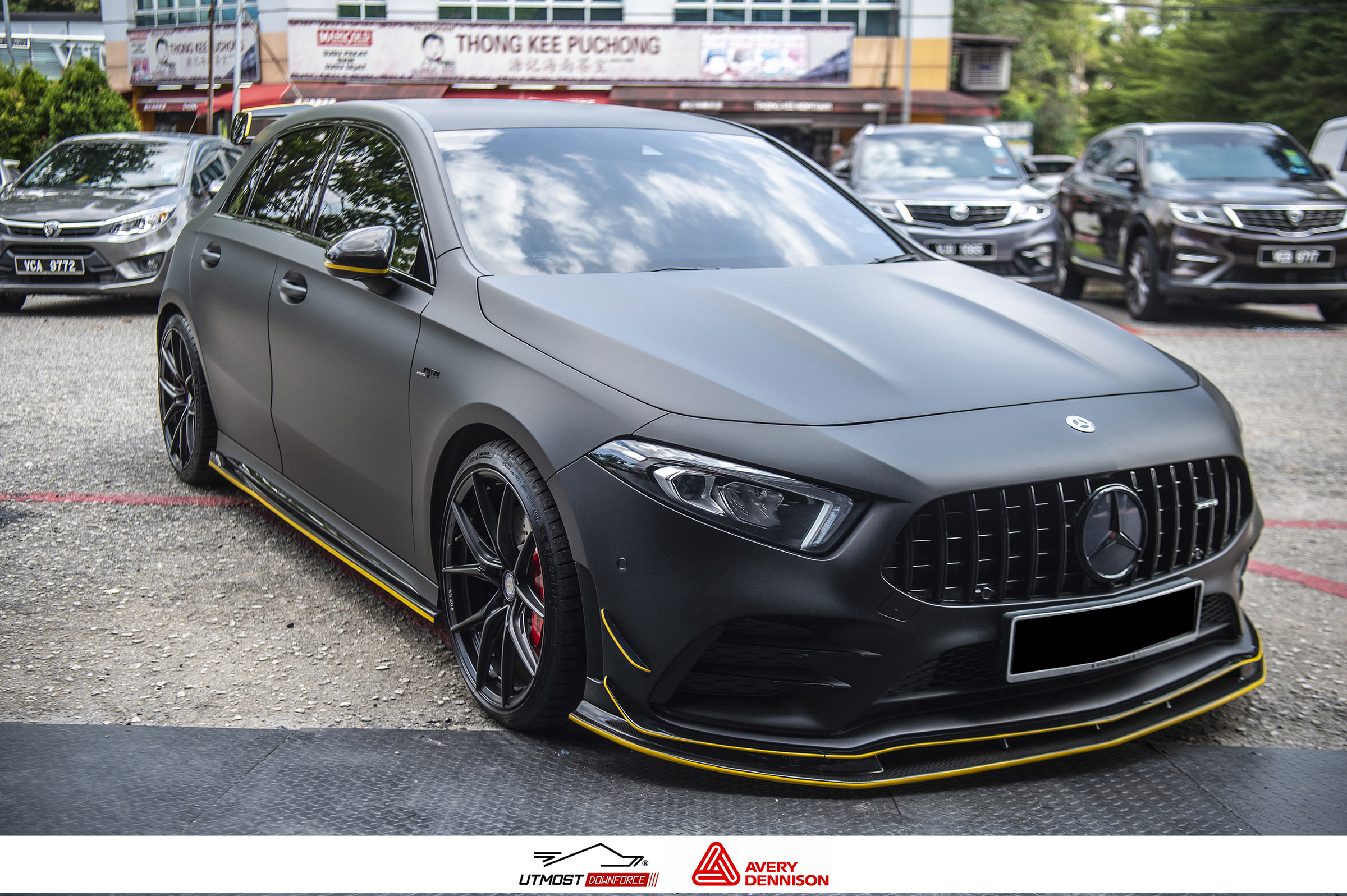 A car wrapped in Matte Black, Matte film by Avery Dennison