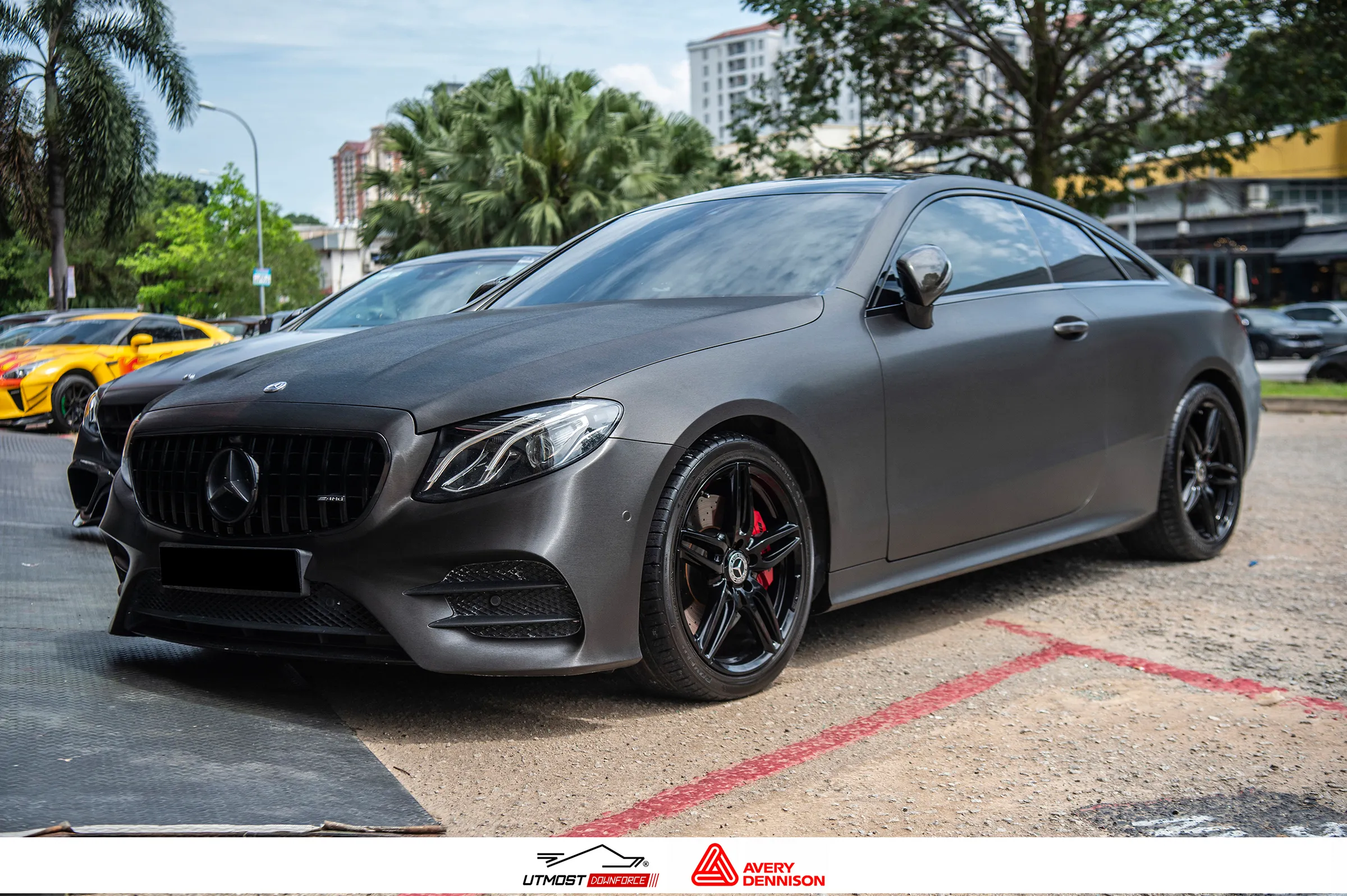 A car wrapped in Brushed Black, Brushed film by Avery Dennison