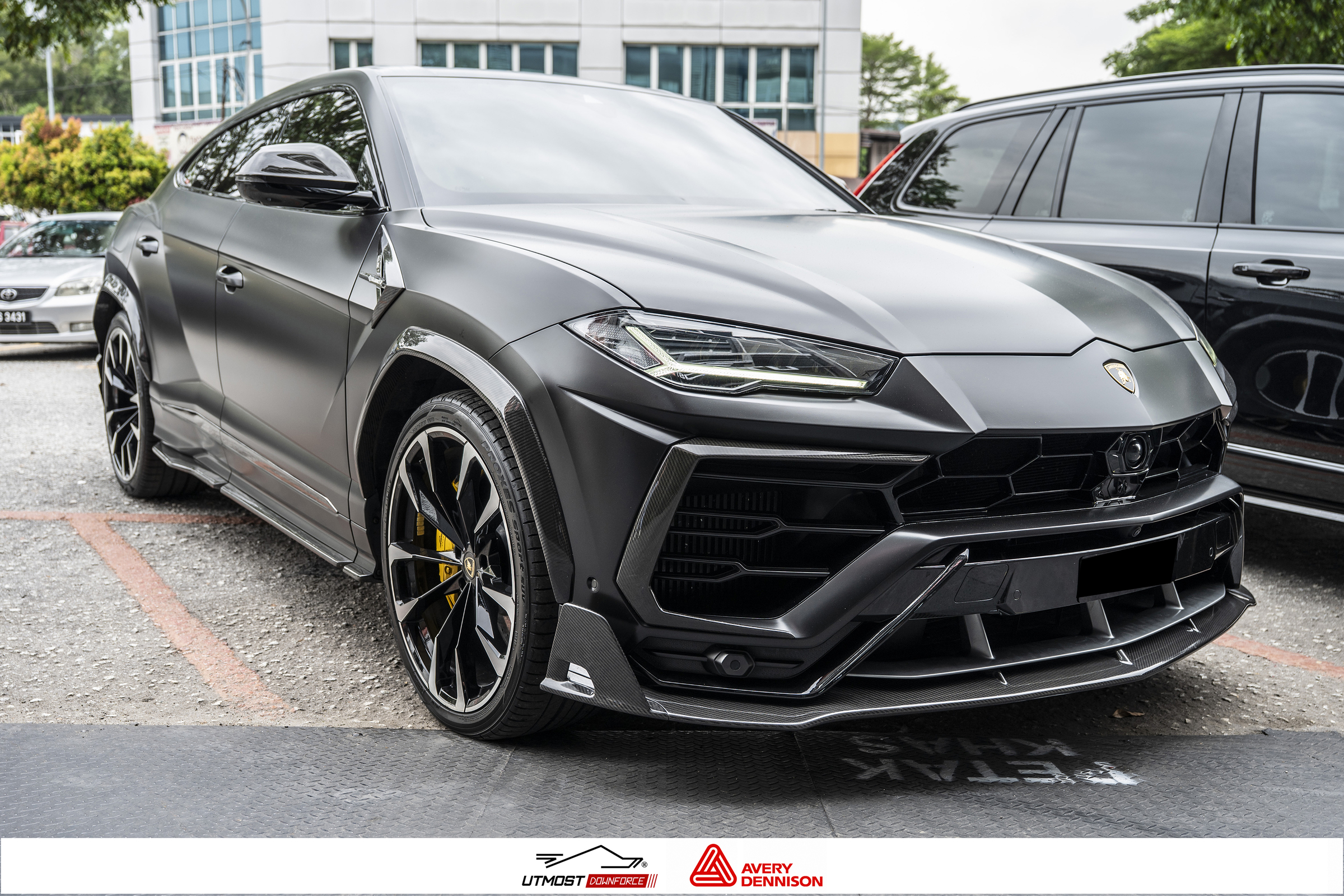 A car wrapped in Satin Black, Satin film by Avery Dennison
