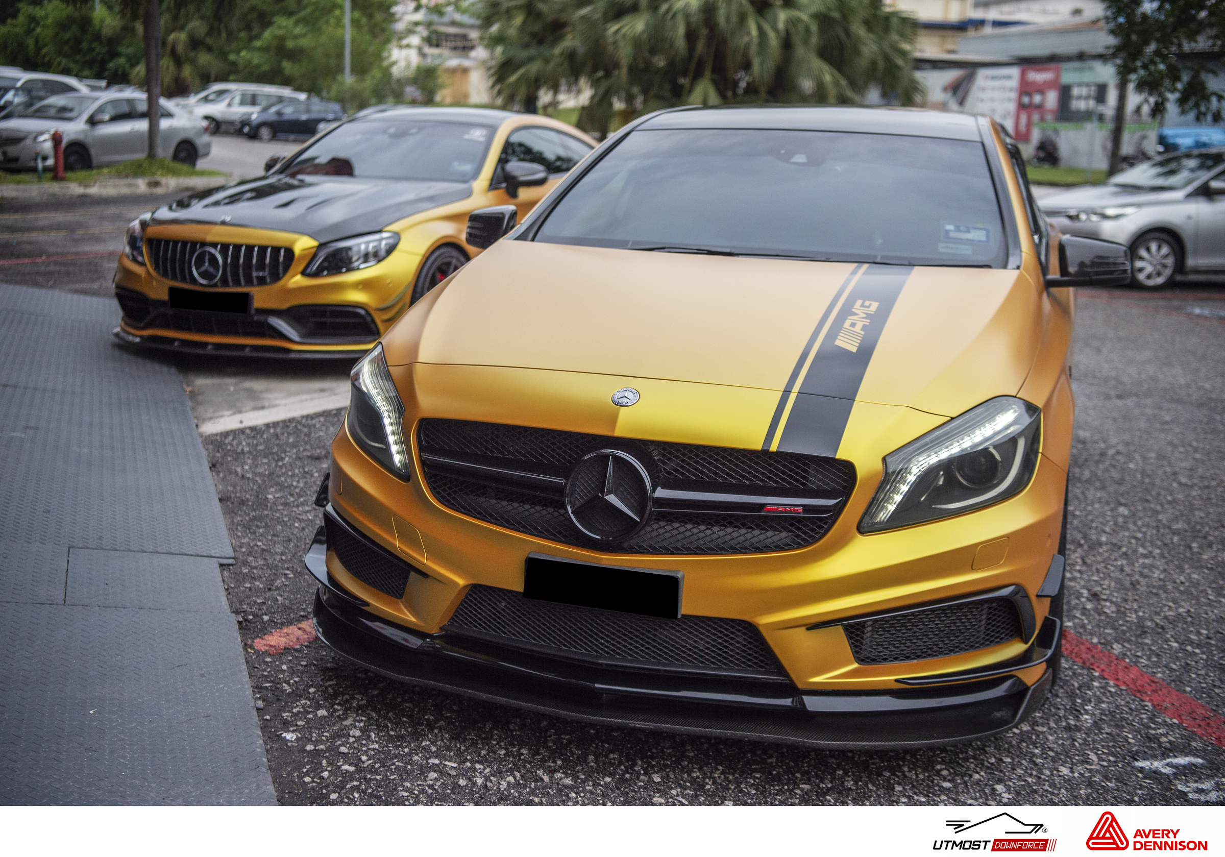 A car wrapped in Satin Energetic Yellow, Satin film by Avery Dennison