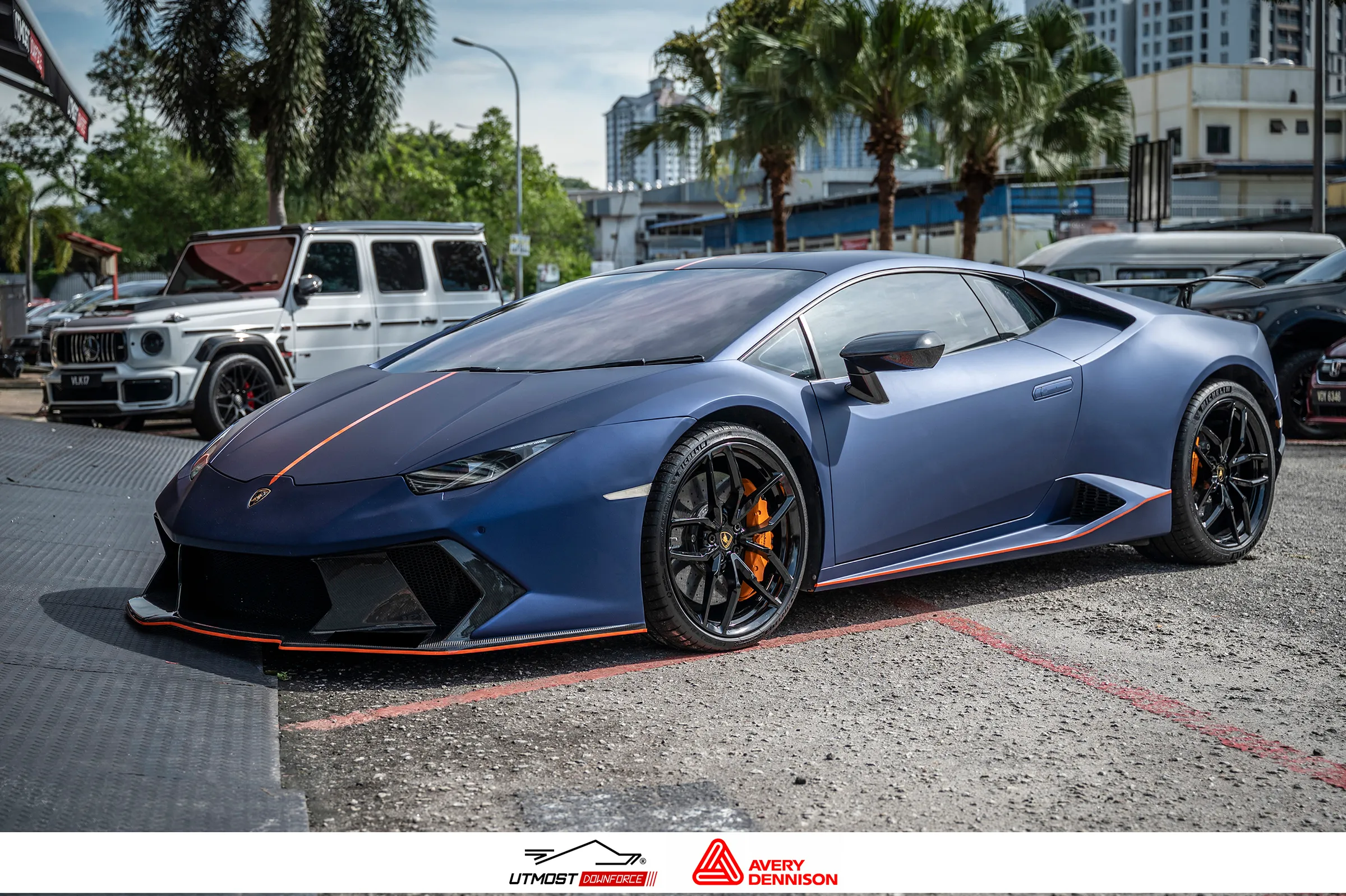 A car wrapped in Matte Metallic Night Blue, Matte Metallic film by Avery Dennison