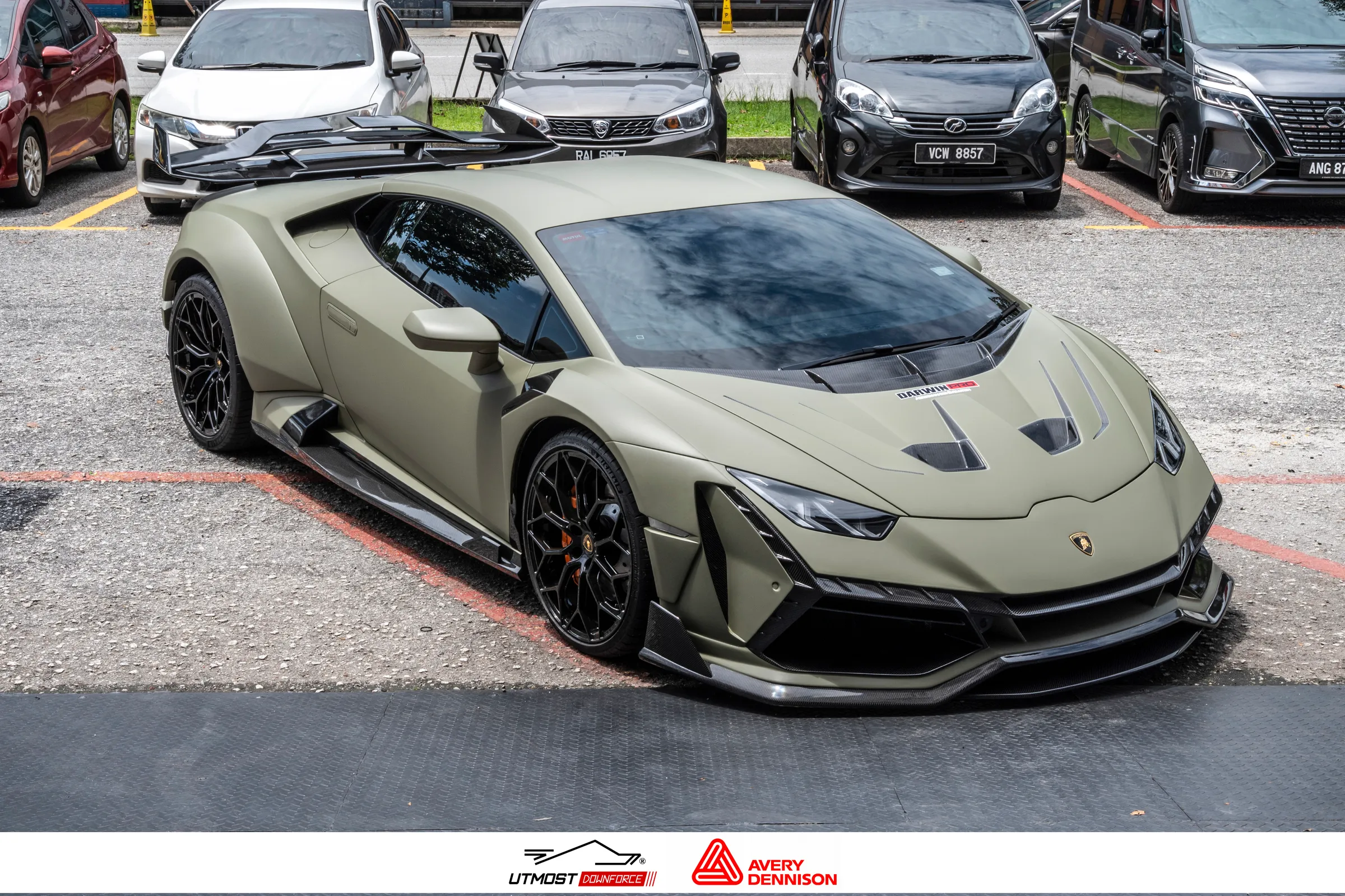 A car wrapped in Matte Khaki Green, Matte film by Avery Dennison