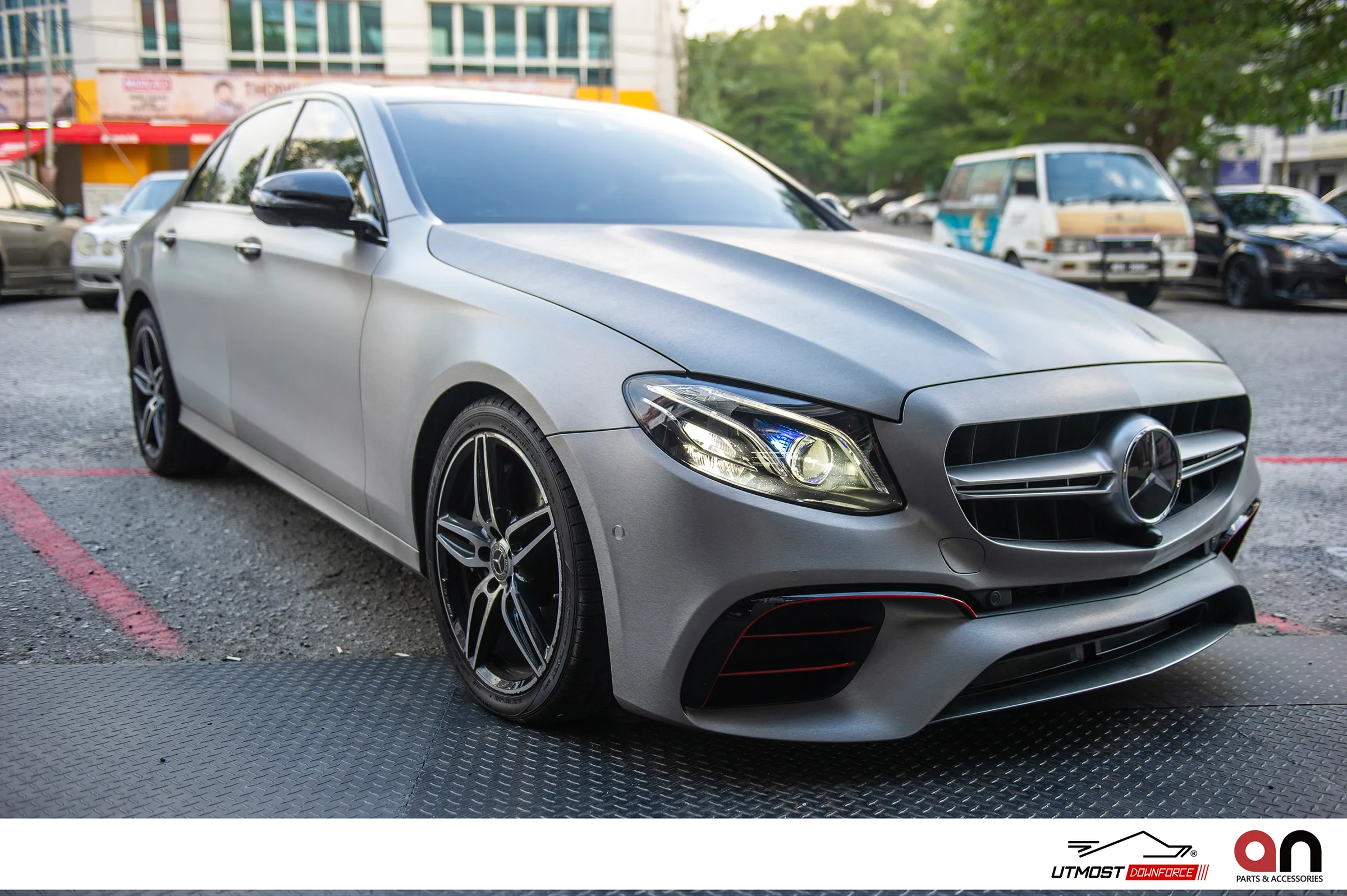 A car wrapped in Brushed Titanium, Brushed film by Avery Dennison