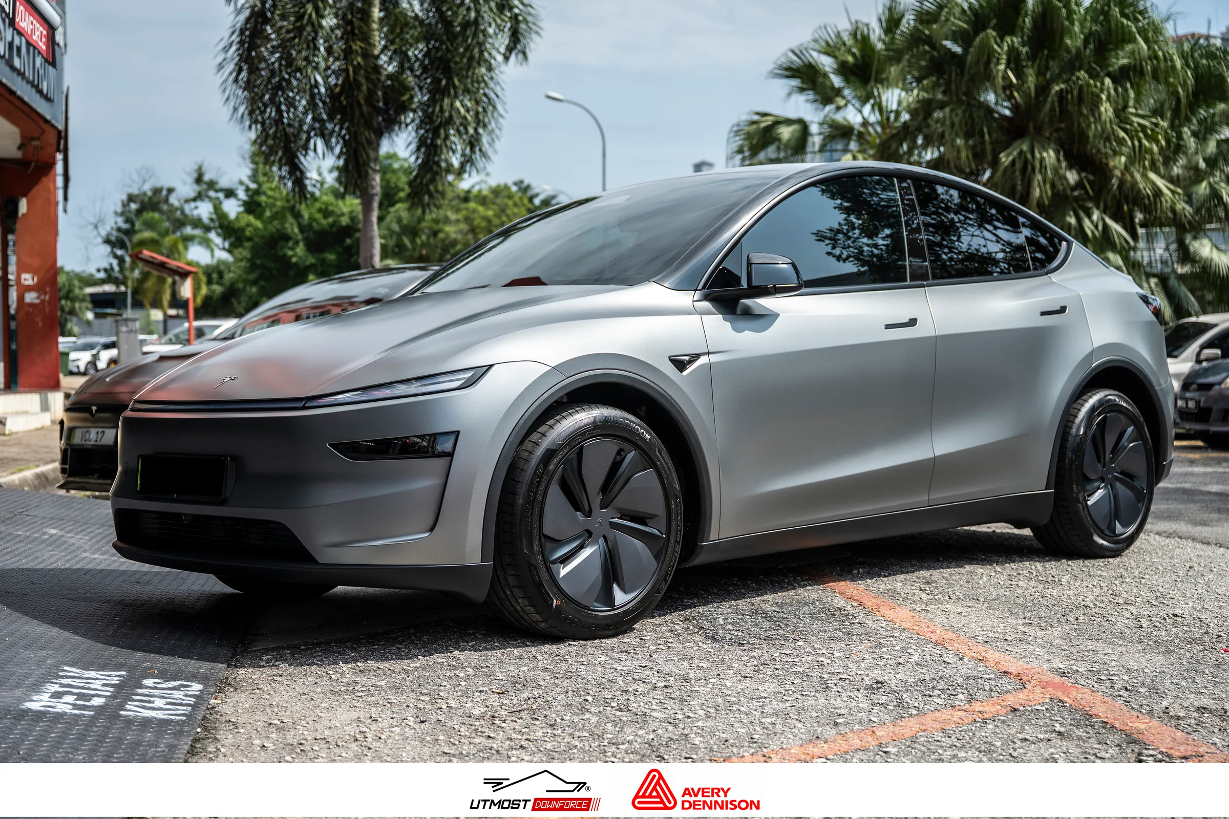 A car wrapped in Matte Metallic Gunmetal, Matte Metallic film by Avery Dennison