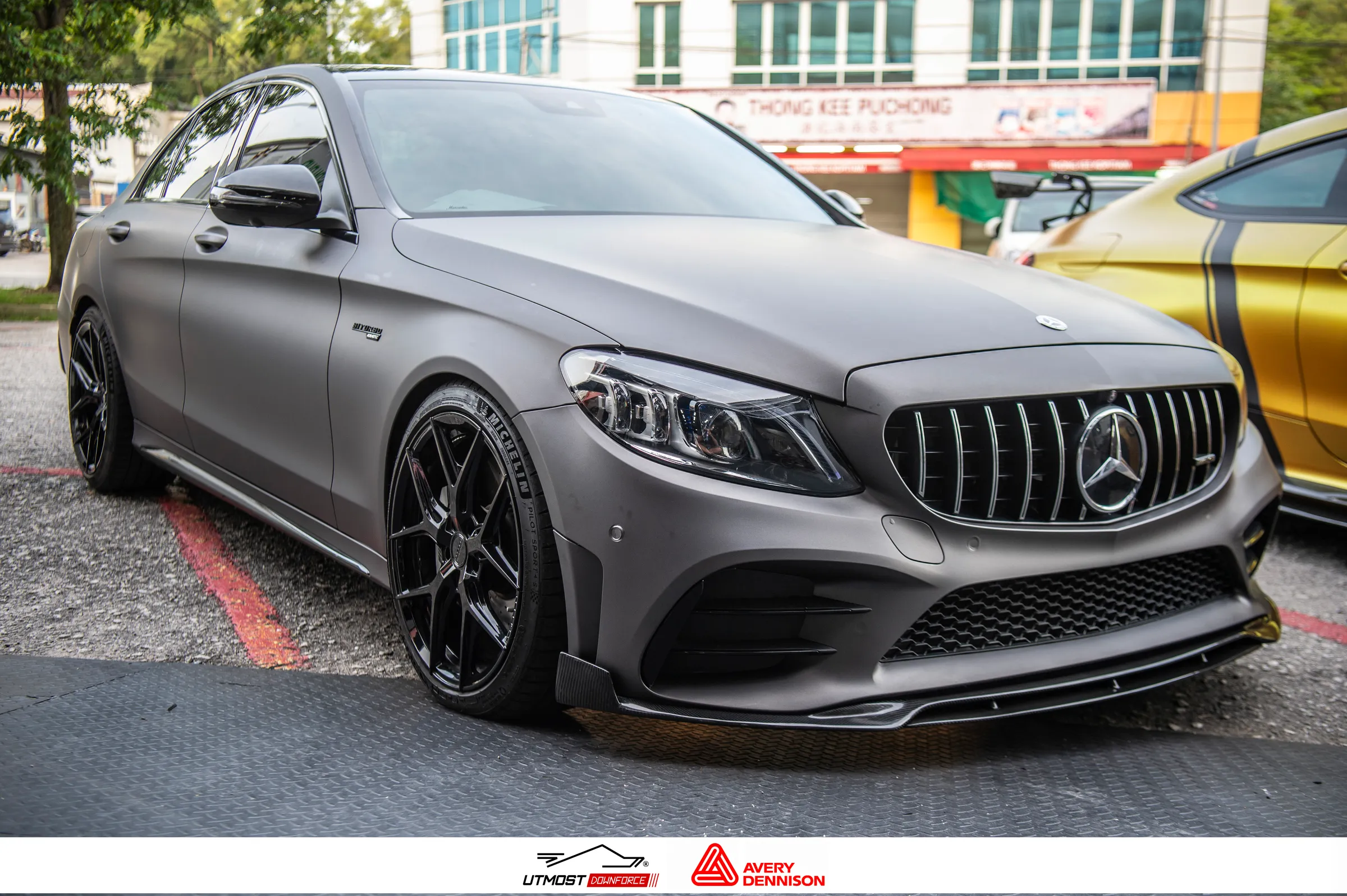A car wrapped in Matte Metallic Charcoal, Matte Metallic film by Avery Dennison