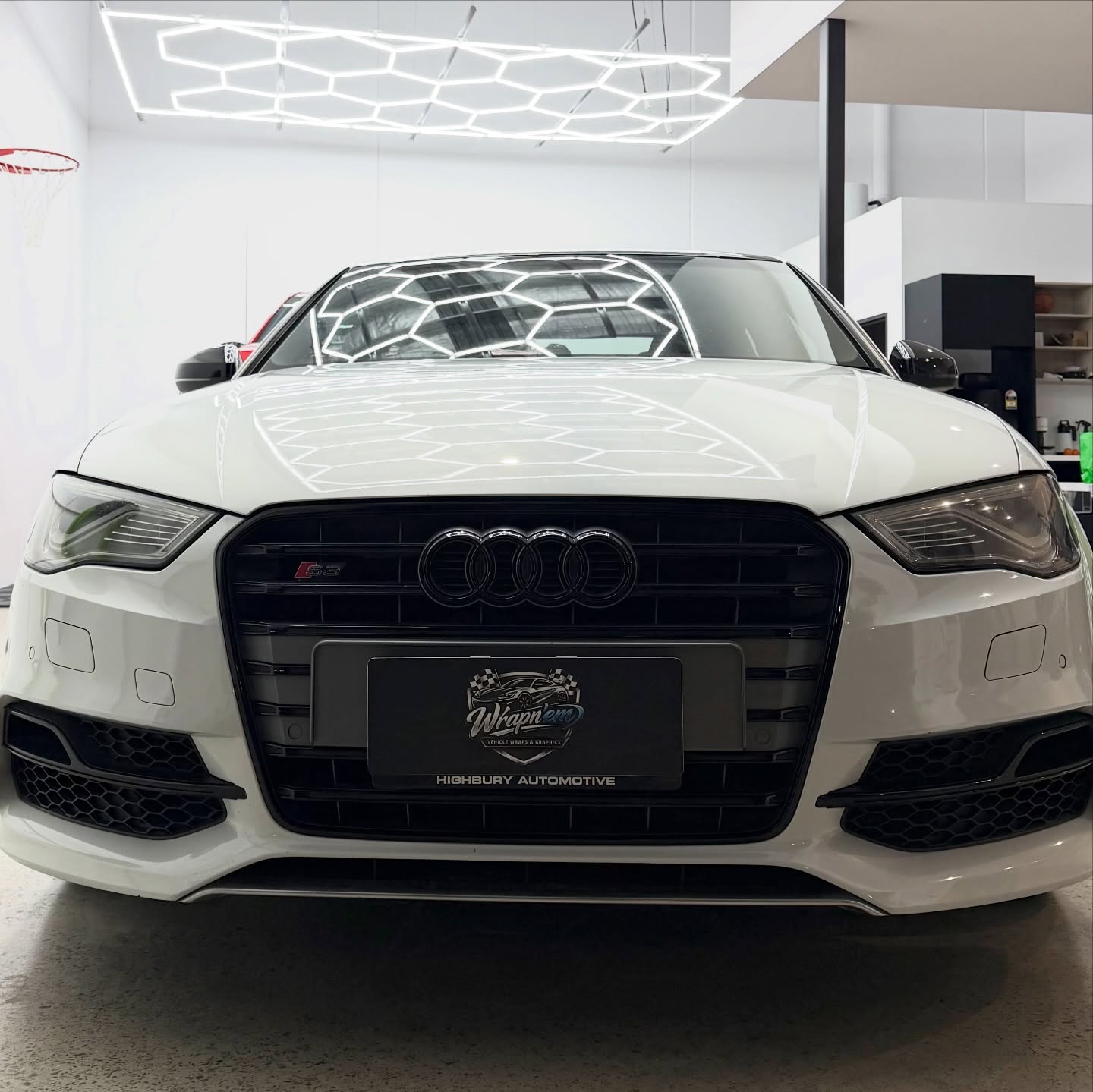 Audi S3 wrapped in Gloss Obsidian Black, shot 3